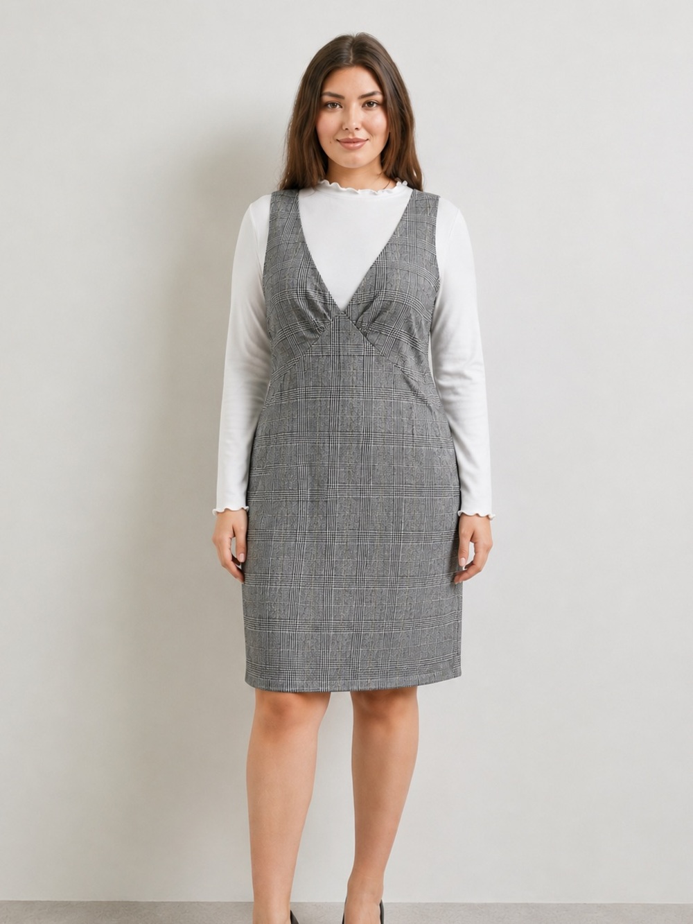 MICHAEL KORS Wool Plaid Jumper Dress